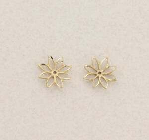 14k Yellow Gold Flower Earring Jackets Only 1/2" Round - For Your Own Stud Earri
